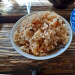 汀の精 - 酵素玄米ごはん。レンコンの食感がおもしろい。