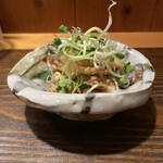 根津 焼鳥 照隅 - 皮とおたふくのポン酢