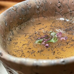 根津 焼鳥 照隅 - 鳥とポルチーニ茸のチーズ茶碗蒸し