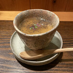根津 焼鳥 照隅 - 鳥とポルチーニ茸のチーズ茶碗蒸し