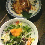 焼肉屋 ローズガーデン - 1500円コースの野菜サラダ、キムチ、野菜焼き、ライス