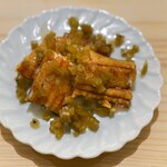鮨 なんば - 焼き穴子と葉わさび漬け