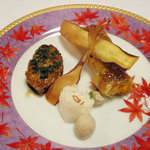 栴檀 - 【焼物】かます南京東寺焼　菊花鮑 かんな丸十　菊かぶら 揚げぎんなん