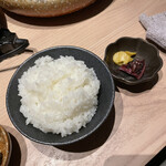 近江牛専門店 近江かど萬 - お米がみずみずしくて美味しい。近江米。ご飯はおかわりできます。