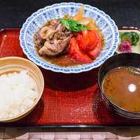 京橋 婆娑羅 - 「昼のおすすめ膳 曙」の"牛しぐれ煮 トマトすき焼き仕立て"