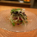 日本料理 たかむら - かんずり和え
      鮪(八森) 活蛸(秋田)鰤(噴火湾)