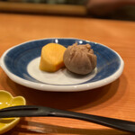 日本料理 たかむら - 特製モンブランと柿