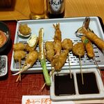 串かつ料理 活 - ●ﾗﾝﾁ 旬彩御膳2500+活御膳1960+中瓶B 583+白ﾜｲﾝ2927+追加単品(ｶﾚｲ176X2+銀杏209X2+ﾀｺ209X2)=9,158円