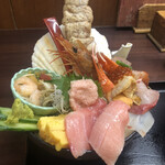 野口鮮魚店 - 朝一築地丼の全容(正面)