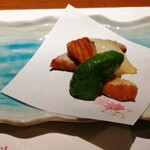 七草の湯 - サーモンの竜田揚げ