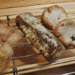 天ぷら膳と旨いもん ほ  - 左から　ブタ肉　牛蒡　飛び魚すり身