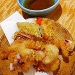 対馬のどぐろとイカ活き造り 博多 魚蔵 - 後造り（天ぷら）