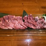 Sumibi Yakiniku Go - 牛4種盛り　3980円
      迷ったらコレ！！
      上カルビ、和牛ロース、和牛中落ちカルビ、交雑牛ハラミの4種！