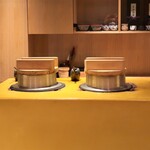 銀座 稲葉 - 左が「白飯」、右側が「玄米」