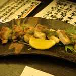 旬菜 おぐら家 - 最後は大山地鶏を使った山わさびの鳥焼きと