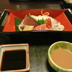 つる幸 - お造り　肝ポン酢が絶品