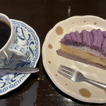 カフェステージバークリー - 紫芋のモンブランとコーヒー