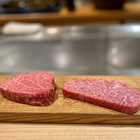 京風鉄板 はせ川 - 大分県産ヘレと花乃牛サーロイン