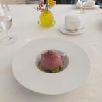 エトゥルスキ - 20221102シャインマスカットを散りばめた葡萄のエスプーマのせ葡萄のシャーベット