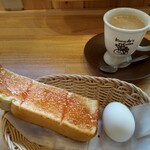 Komeda Ko-Hi-Ten - 豆乳ラテ＋Ａ定番ゆで玉子