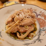 炭火鶏焼 白久 - ひねどり　湯引き　おろしポン酢