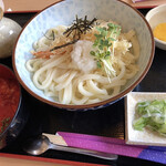 Teuchi Udon Akoya - 海老おろしうどんてこね寿司付き1300円