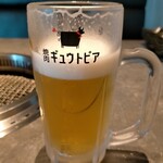 Yakiniku Gyuutopia - ランチビール+250円税別、最初の1杯のみこの値段で頼める、次からは通常の単品価格で