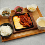 Cheese Dakgalbi set meal (comes with white rice or 15-grain rice, soup, and Small dish)