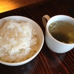 マルコポーロ焼肉の家 - ランチの御飯とスープ