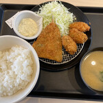 Matsunoya - 牡蠣アジフライ定食ご飯大