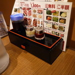 焼肉×食べ放題 南大沢 にひゃくてん - タレと箸入れ