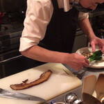 水色食堂 - 自家製ベーコンとマコモダケのグリル