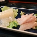 八角とヤリイカの刺身