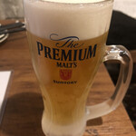 金町製麺 - 生ビール(プレミアムモルツ)480円