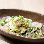 Beautiful hot spring onion covered Salted beef tongue