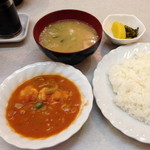 キッチンふるはし - Ａセット（１，４５０円）の小エビのトマトソース煮。２０１３年５月