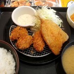 Matsunoya - カキフライ＆アジフライ（カキ3個・アジ1枚）定食