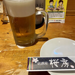 居酒屋桜房 - 晩酌セット@1,500円のビール