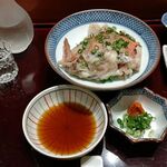 亀喜寿司 - ●夕食･単品。付出 特製松前漬+料理13,640(造盛り11,220+ﾒﾇｹちり鍋ﾎﾟﾝ酢)+中瓶B 682+冷酒 (一ノ蔵限定 1合 1,210+浦霞 禅1合 1,540)=17,072円 
