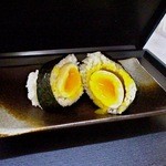 Kicc Hin Dou - 昨年、大好評でしたキジの半熟煮卵おにぎり２００円！７月上旬までの初夏しか産卵しないので、期間限定です♪濃厚な煮卵をご堪能下さい！！