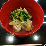 天ぷら 正心庵 - 帆立･占地･菊･緑野菜のお浸し