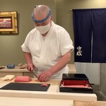 鮨 もりなり - マグロ切りつけ