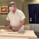 鮨 もりなり - アジ切りつけ