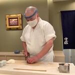 鮨 もりなり - イカ切りつけ