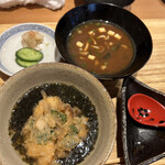 天ぷら たけうち - 蓮根と原木舞茸とエビの天ぷら茶漬け