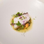 ライラ - クエ、ムール貝、枝豆、シャインマスカットソース