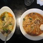 とっちん亭 - ボリュームセットの中華丼とミソラーメン