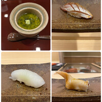 すし繁 - ランチおまかせ握り７０００円。茶碗蒸し、かすご鯛、白イカ、石垣貝。かすご鯛と石垣貝は、私史上最高の味わいです（╹◡╹）（╹◡╹）