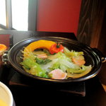 別邸 山風木 - 朝ごはん@山風木　焼き野菜のｻﾗﾀﾞが印象的でした