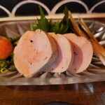 酒場かんかん - メニューになかったあん肝。ミョウガとも合いますね。